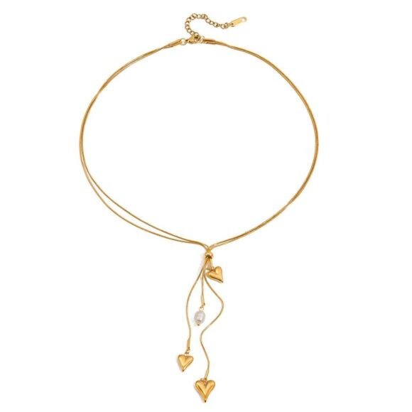 18K Gold-Plated Double Layered Heart Necklace - Picture 9 of 9